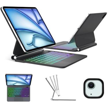 Imagem de Capa Magic Keyboard para iPad Air 11 polegadas (M3 2025 / M2 2024) / iPad Pro 11 polegadas (4ª/3ª/2ª/1ª geração) / iPad Air 5ª 4ª geração - Capa de teclado inteligente fólio magnética com trackpad