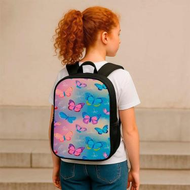 Imagem de Mochila Escolar Média Infantil 10 Litros Nylon Reforçada Desenho Versátil Passeio Borboletas-Masculino