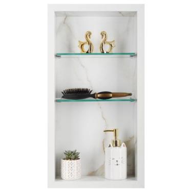 Imagem de Nicho Para Banheiro Em Porcelanato Polido Com Prateleira De Vidro (Cal