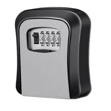 Imagem de Cofre de chave com senha de 4 dígitos, com possibilidade de alteração da senha(Cinza,Metal)