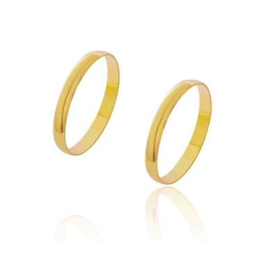 Imagem de Par de Alianças de Casamento Diana Ouro Abaulada Lisa 2,5mm 1,8g - Joi