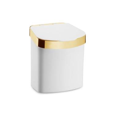 Imagem de Lixeira 2,5 Litros Cesto Bancada Pia Cozinha Branco C/ Tampa  - Future