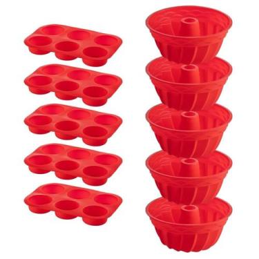 Imagem de 5 Jogo Formas Silicone Espiral 23,5cm e 6 Cupcake Sortida - QUALITY HO