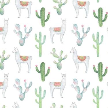 Imagem de Papel de Parede Cactos e Lhama para Quarto Infantil 57x270cm - Quartin