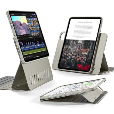 Imagem de ESR Capa para iPad Pro de 11 polegadas (4ª/3ª geração, 2022/2021), capa magnética removível, suporte ajustável para retrato/paisagem com visualização elevada, 9 ângulos em pé, série Shift, titânio