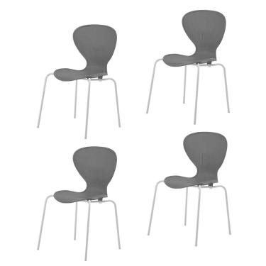 Imagem de Kit 4 Cadeiras Empilháveis Flash Preto/Prata