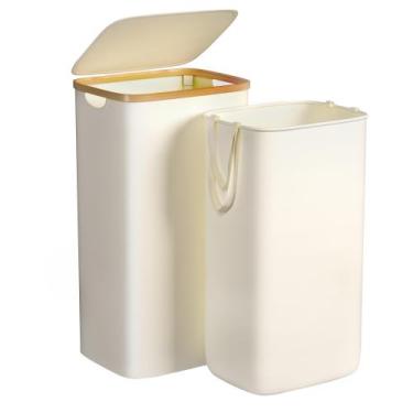 Imagem de Cesto de roupa suja Foluck Large 100L impermeável com tampa bege
