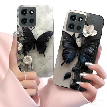 Imagem de B-wishy Pacote com 2 capas bonitas e elegantes com glitter de borboleta para Motorola Moto G Power 2025 Slim Soft TPU Capa protetora de luxo à prova de choque para adultos mulheres meninas para Moto G