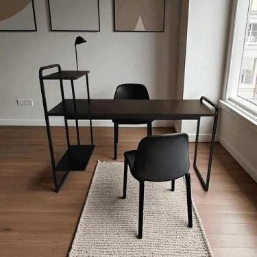 Imagem de Mesa Estante Escrivaninha Home Office Prateleira 140cm Preto - Realme
