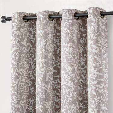 Imagem de Cortinas Blackout Jinchan Taupe Grey com padrão floral 213 cm