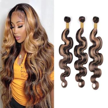 Imagem de Pacotes de cabelo Hiaplame Highlight Brown Body Wave 8A Remy 300g