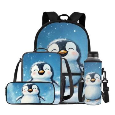 Imagem de Mochila Gomyblomy Cute Penguin para meninas 6-8 8-10 com lancheira
