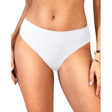 Imagem de Calças de biquíni inteligentes com cobertura total branca de cintura m