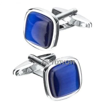 Imagem de Abotoaduras masculinas quadradas em pedra de opala negra - HUOGUO