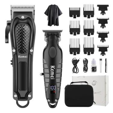 Imagem de Conjunto de máquinas de cortar cabelo KEMEI Professional sem fio recar