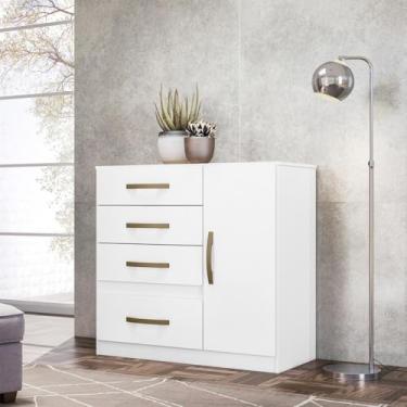Imagem de Cômoda Sapateira com 5 Gavetas 1 Porta 98x100cm Vênus Moval Cor:Branco Flex
