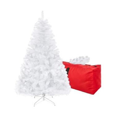 Imagem de Árvore de Natal artificial de 1,5 m, Arbol de Navidad com 600 pontas de ramo, abeto premium North Valley com base dobrável, árvore de Natal para casa, escritório, decoração de festa - branca