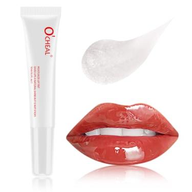 Imagem de O'CHEAL Brilho labial para mulheres, protetor labial hidratante matizado, mancha labial transparente brilhante natural, leve, volumosa, não pegajosa, de longa duração, manteiga labial antirrugas, sem