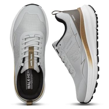 Imagem de Tênis masculino de caminhada para fascite plantar, impermeável, com suporte de arco, tênis masculino leve para conforto acolchoado, Cinza, 42