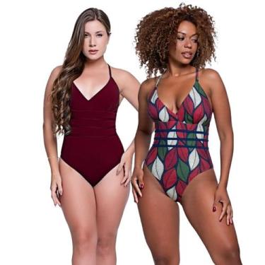 Imagem de Kit Maiô Modelador Liso e Estampado Com Bojo Removível - HYPE MODAS, M