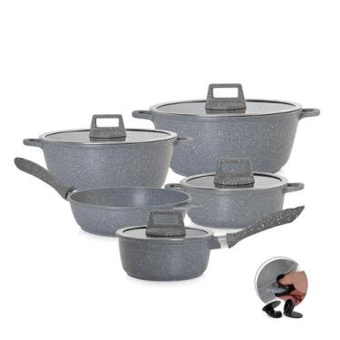 Imagem de Jogo de Panelas Antiad 5 Peça Graniflon Cinza Moda do Chef