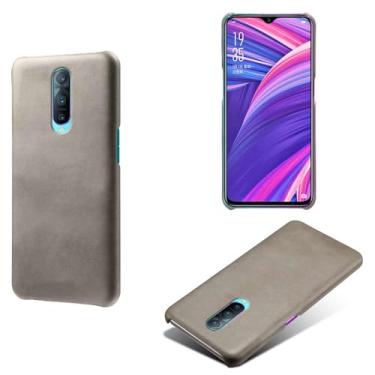 Imagem de Capa para OPPO R17 Pro,Proteção contra quedas,Casca de volta de cor sólida simples,Design de couro de imitação de plástico-Gray