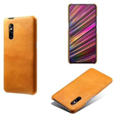 Imagem de Capa para vivo V15 Pro,Proteção contra quedas,Casca de volta de cor sólida simples,Design de couro de imitação de plástico-Orange