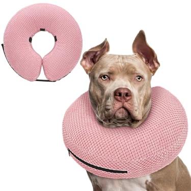 Imagem de Supet Coleira inflável de cone para cães pararem de lamber, coleira de donut para cães após cirurgia, cone macio para cães pequenos, médios e grandes, rosa 02 2GG