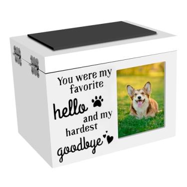 Imagem de XYDHQS Urnas memorial para animais de estimação para cinzas de cães ou gatos, grandes urnas de cremação funerária de madeira com chave e cadeado para porta-fotos, urna memorial para animais de