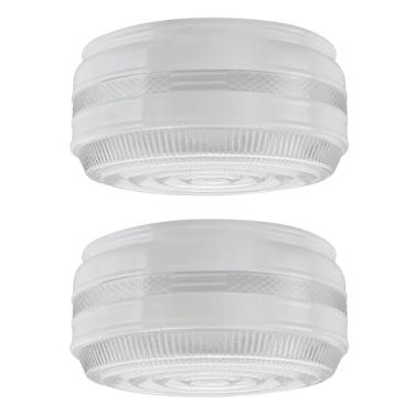Imagem de Aspen Creative 23604-02, persiana de vidro de substituição de tambor transparente e branco de 15,2 cm para luminária de teto, montador: 15,2 cm P x 8,5 cm A, pacote com 2