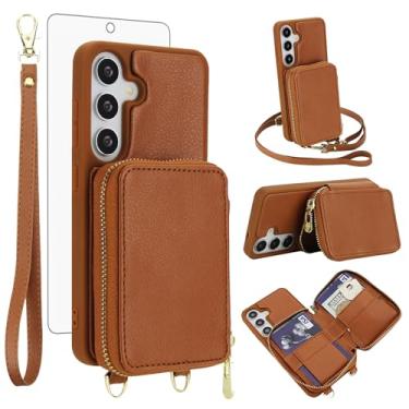 Imagem de Capa de celular para Samsung Galaxy S24 Plus/S25 Plus S24+ S25+ 5G Capa carteira celular com protetor de tela, alça transversal com bloqueio de RFID, suporte para cartão S24Plus 24S + S 24 24+ S25Plus