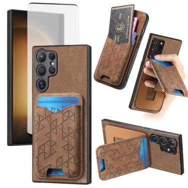Imagem de Asuwish Capa de celular para Samsung Galaxy S23 Ultra 5G Capa carteira com protetor de tela de vidro temperado Slim porta-cartão de crédito com suporte para celular S23Ultra 23S S 23 23Ultra 17.3 cm