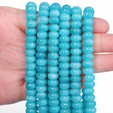 Imagem de Songxi 5 x 8 mm Amazonita Pedra Rondelle contas, 75 peças espaçador redondo solto contas de Ábaco para fazer joias, pedra preciosa para colar, brincos, artes e artesanato