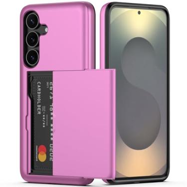 Imagem de Nvollnoe Capa para Samsung Galaxy S25 FE com suporte para cartão, camada dupla, capa protetora resistente, compartimento oculto para cartão, capa carteira fina para Samsung S25 FE de 16,7 cm (rosa