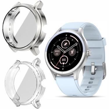 Imagem de Capa para relógio inteligente TOOBUR DR06, capa de TPU macia Lamshaw com protetor de tela com plugue antipoeira de silicone compatível com TOOBUR DR06, relógio inteligente Fitpolo DR06 (transparente +