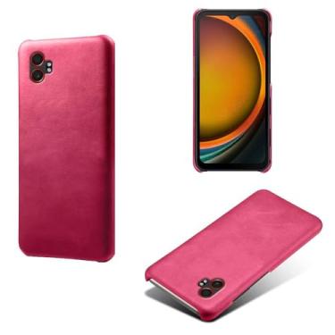 Imagem de Capa para Samsung Galaxy Xcover 7 Pro,Proteção contra quedas,Casca de volta de cor sólida simples,Design de couro de imitação de plástico-Rose