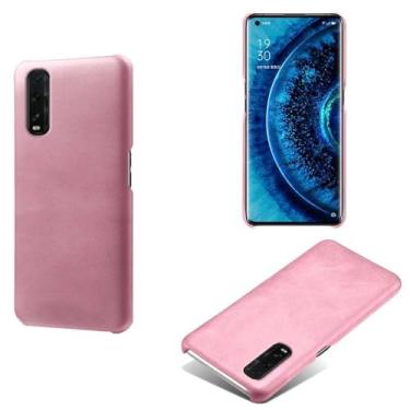 Imagem de Capa para OPPO Find X2,Proteção contra quedas,Casca de volta de cor sólida simples,Design de couro de imitação de plástico-Pink