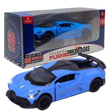 Imagem de Carrinho Miniatura Azul Pull Back 1:32 C/ Som e Luz - Castela Brasil