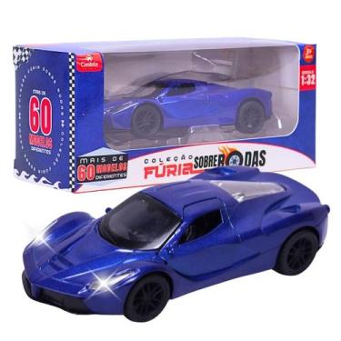 Imagem de Carrinho Miniatura Azul Pull Back 1:32 C/ Som e Luz - Castela - CASTEL