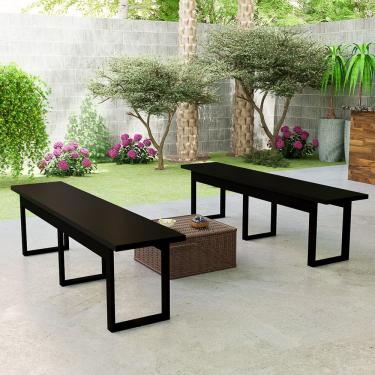 Imagem de Conjunto de Banco Estilo Industrial Com Base De Ferro Decorativo Jardim