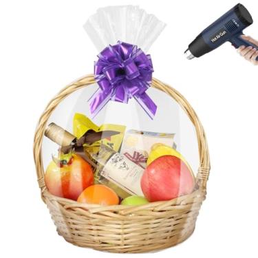 Imagem de Yeumk Sacos retráteis extragrandes para cestas de presente, pacote com 20, 61 x 81 cm, sacos transparentes de celofane, saco de presente de PVC para Páscoa, Halloween, Natal, Dia dos Namorados