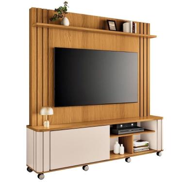 Imagem de Home Painel Theater Trinus Sala Tv Até 70 Pol Com Rodizios Cinamomo Off White