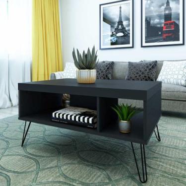 Imagem de Mesa de Centro Liberty Preto com 2 Nichos e Pés - Artely