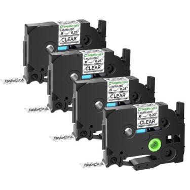 Imagem de Fita de etiqueta greencycle TZe-111 TZ-111 AZe-111 6 mm preta sobre tr