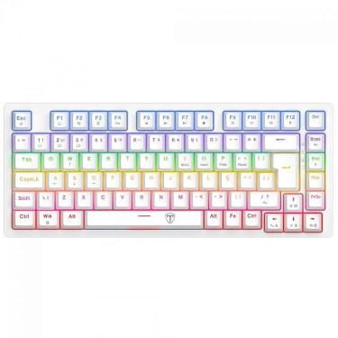 Imagem de Teclado Mecânico Gamer T-Dagger Megatre, Rainbow, Switch Brown, 75%, ABNT2, Branco