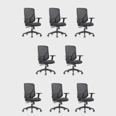 Imagem de Kit 8 Cadeiras para Escritório Giratórias Diretor com Braços Ajustáveis Alpha