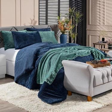 Imagem de Kit Coberdrom Edredom Cobertor CASAL PADRÃO 03 Peças Canelado Boston D