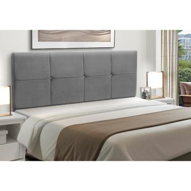 Imagem de Cabeceira Estofados Casal King Quarto 1,95cm Poliana Suede Cinza Madelina Decor