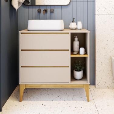 Imagem de Gabinete para Banheiro 2 Gavetas 2 Nichos sem Cuba Bento Yescasa