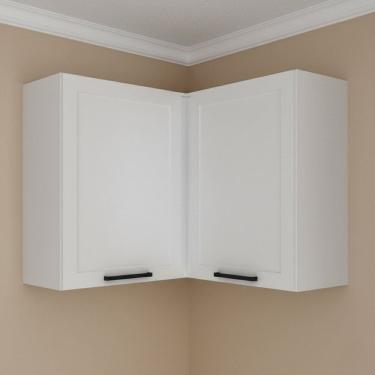 Imagem de Armário Aéreo de Canto 90cm em Mdf com 2 Portas Almofada Cz Branco
